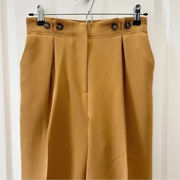 Topshop Betty Peg Trousers High Waisted Cropped Paperbag Pants Tan Camel Size 4 - Picture 7 of 16